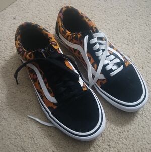 Vans Leopard Print Black and White Sneakers